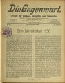 Die Gegenwart / 29. Jahrgang 1930