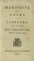 MANIFESTE DU DUCHÉ DE LIMBOURG ET PAYS D'OUTRE-MEUSE. Publié le 24 Juin 1790