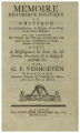 MÉMOIRE HISTORIQUE POLITIQUE ET CRITIQUE Sur les Constitutions, la Religion, & les Droits de...