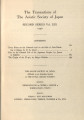 Transactions of the Asiatic Society of Japan / Second Series, Volume 19.1940