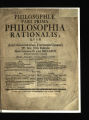 Philosophiae Pars Prima Philosophia Rationalis ...