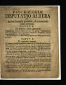 Psychologiae Disputatio Altera De Animae humanae potentiis, & [et] commercio cum corpore