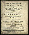 Verbum Abbreviatum Incarnati Verbi ex Evangeliis, Caeterisque Novi Testamenti Canonicis Libris