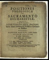 Positiones Theologicae De Sacramento Eucharistiae