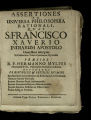 Assertiones Ex Universa Philosophia Rationali, Qvas S. Francisco Xaverio Indiarum Apostolo