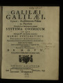 Galilei Galileo Systema cosmicum