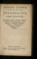 Gasparis Scioppii, || Verisimilium || Libri Quatuor