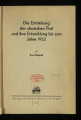 Die Entstehung der deutschen Post und ihre Entwicklung bis zum Jahre 1932