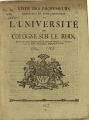 Liste des professeurs ordinaires et extraordinaires de l´Université de Cologne sur le Rhin / 1787