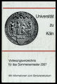 Vorlesungsverzeichnis Universität Köln SS2007