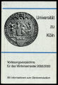 Vorlesungsverzeichnis Universität Köln WS2002/03