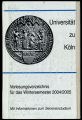 Vorlesungsverzeichnis Universität Köln WS2004/05