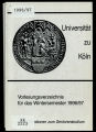 Vorlesungsverzeichnis Universität Köln WS1996/97