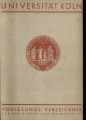 Vorlesungsverzeichnis Universität Köln WS1933/34 bis SS1936