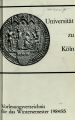 Vorlesungsverzeichnis Universität Köln WS1984/85
