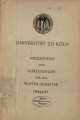 Vorlesungsverzeichnis Universität Köln WS1946/47 bis WS1953/54