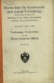Vorlesungsverzeichnis Hochschule für kommunale und soziale Verwaltung Köln WS 1913/14
