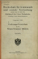 Vorlesungsverzeichnis Hochschule für kommunale und soziale Verwaltung Köln WS1912/13