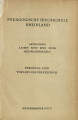 Personal- und Vorlesungsverzeichnis Pädagogische Hochschule Rheinland WS1972/73 / SS1973 / WS...
