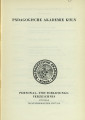 Personal- und Vorlesungs-Verzeichnis Pädagogische Akademie Köln WS1957/58