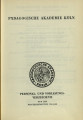 Personal- und Vorlesungs-Verzeichnis Pädagogische Akademie Köln WS1961/62