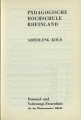 Personal- und Vorlesungs-Verzeichnis Pädagogische Hochschule Rheinland, Abteilung Köln WS1965/66