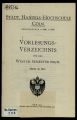 Vorlesungsverzeichnis Handelshochschule Köln WS1915/16