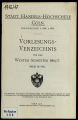 Vorlesungsverzeichnis Handelshochschule Köln WS1916/17